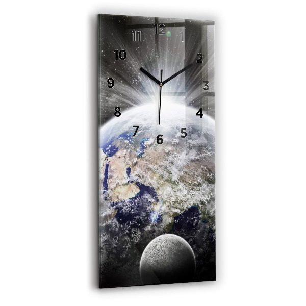 Vertical wall clock Earth Moon Sun
