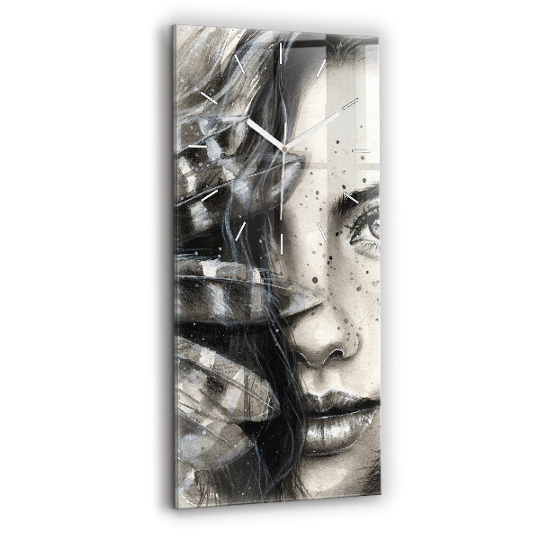 Vertical wall clock Painted portrait