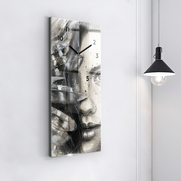 Vertical wall clock Painted portrait