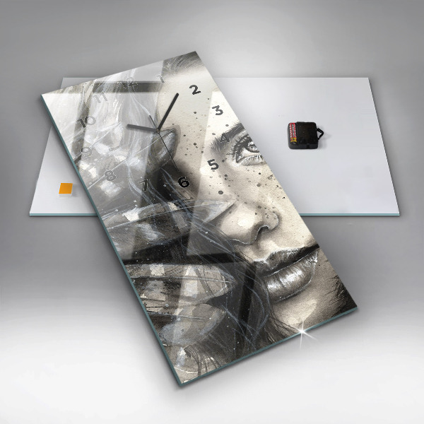 Vertical wall clock Painted portrait