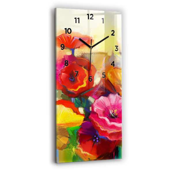 Vertical wall clock Colorful poppies