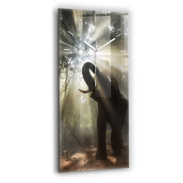 Vertical wall clock Elephant in the jungle