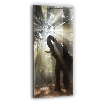 Vertical wall clock Elephant in the jungle