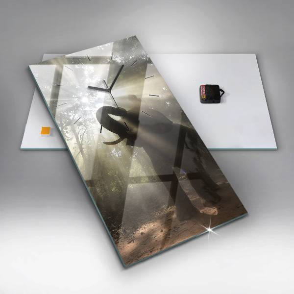 Vertical wall clock Elephant in the jungle