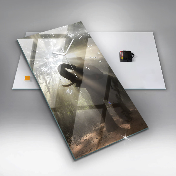 Vertical wall clock Elephant in the jungle
