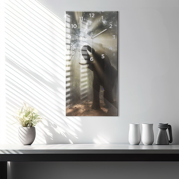Vertical wall clock Elephant in the jungle