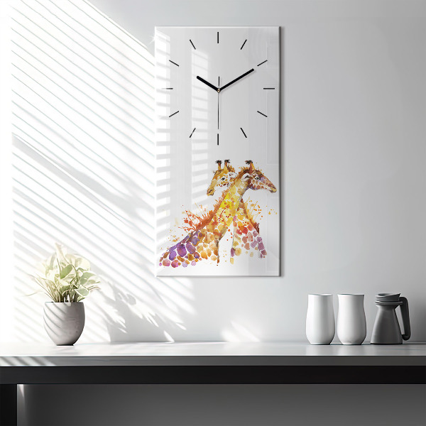 Vertical wall clock Giraffe - watercolor