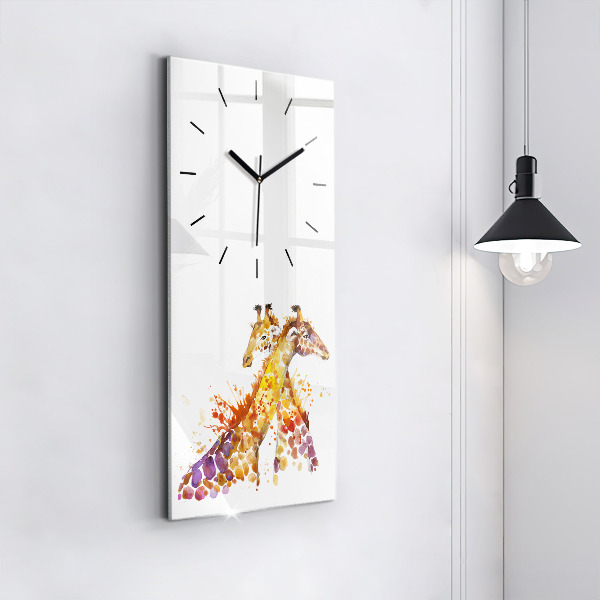 Vertical wall clock Giraffe - watercolor