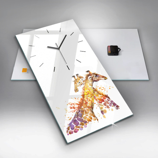 Vertical wall clock Giraffe - watercolor