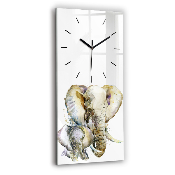 Vertical wall clock Painted animals elephants