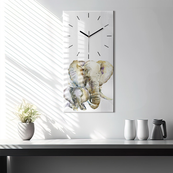 Vertical wall clock Painted animals elephants
