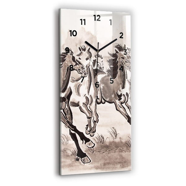 Vertical wall clock Galloping horses