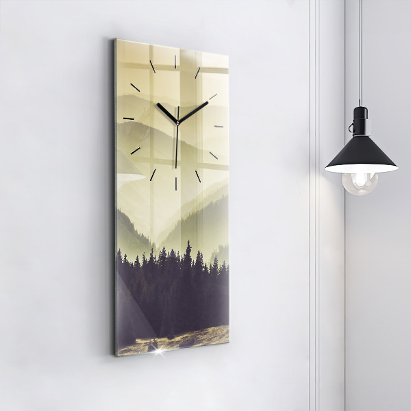 Vertical wall clock Misty mountain slopes