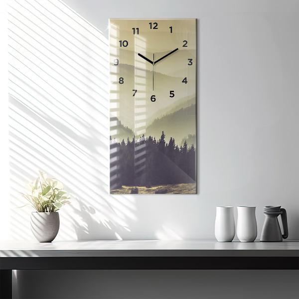 Vertical wall clock Misty mountain slopes