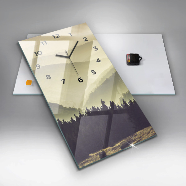 Vertical wall clock Misty mountain slopes