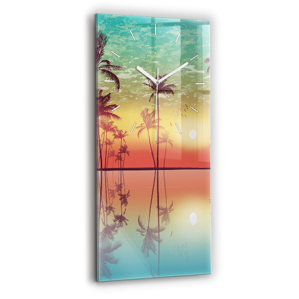 Vertical wall clock Tropical palm trees