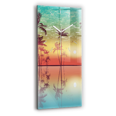 Vertical wall clock Tropical palm trees