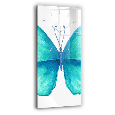 Vertical wall clock Turquoise Summer Butterfly