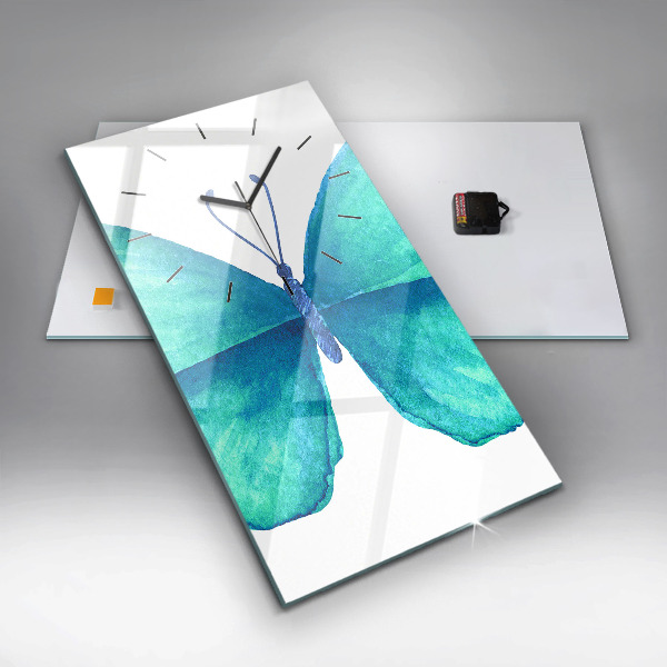 Vertical wall clock Turquoise Summer Butterfly