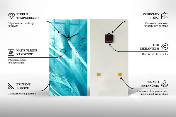 Vertical wall clock Turquoise Summer Butterfly