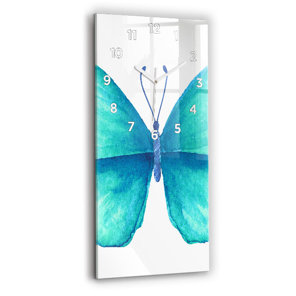 Vertical wall clock Turquoise Summer Butterfly