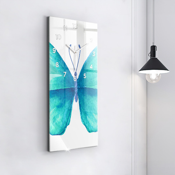 Vertical wall clock Turquoise Summer Butterfly