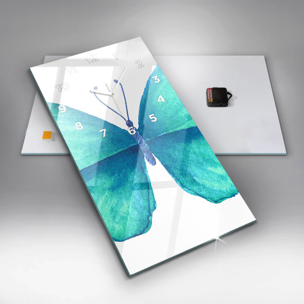 Vertical wall clock Turquoise Summer Butterfly