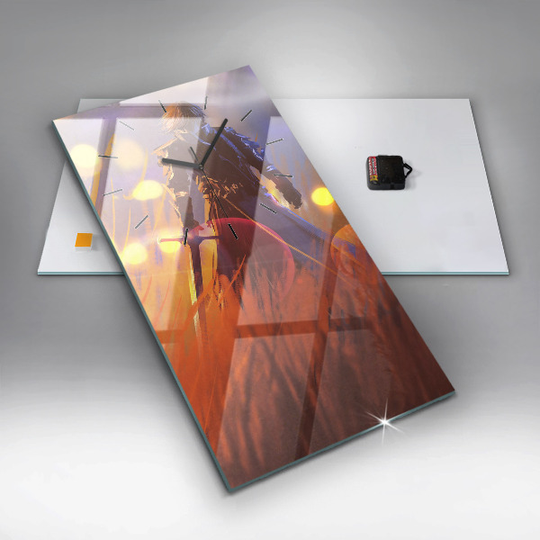 Vertical wall clock Knight with a sword