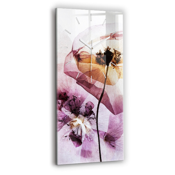 Vertical wall clock Dry poppy flowers