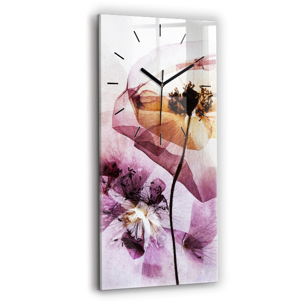 Vertical wall clock Dry poppy flowers