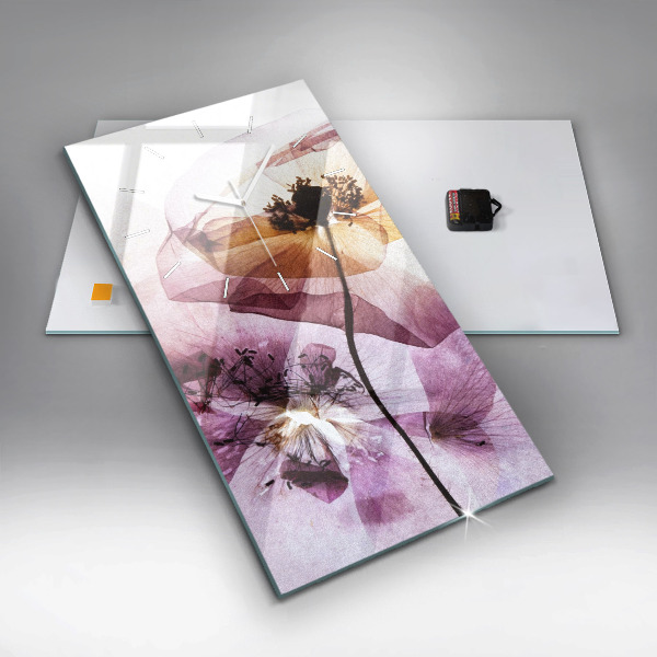 Vertical wall clock Dry poppy flowers