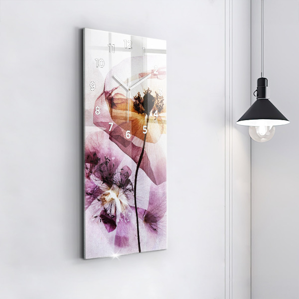 Vertical wall clock Dry poppy flowers