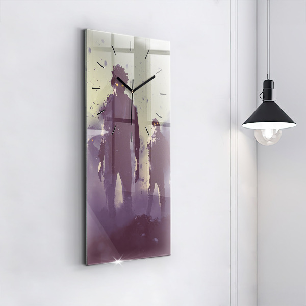 Vertical wall clock Zombies at night - halloween