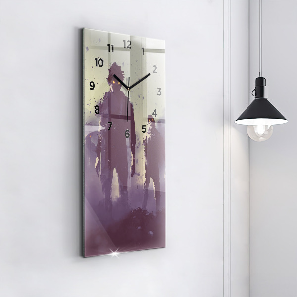Vertical wall clock Zombies at night - halloween