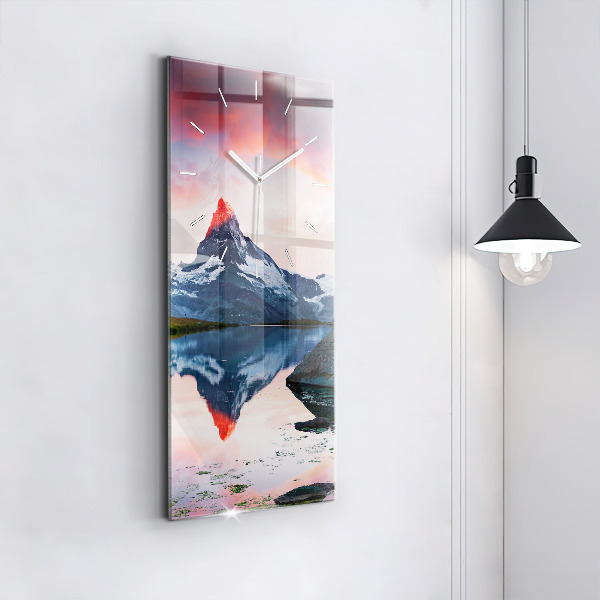 Vertical wall clock Stellisee Matterhorn lake