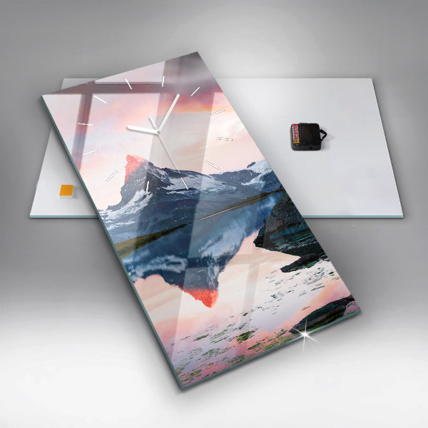 Vertical wall clock Stellisee Matterhorn lake