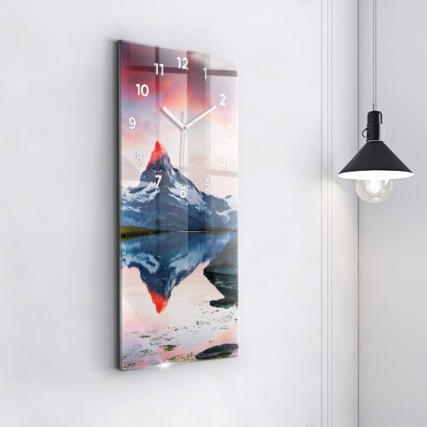 Vertical wall clock Stellisee Matterhorn lake