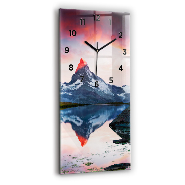 Vertical wall clock Stellisee Matterhorn lake