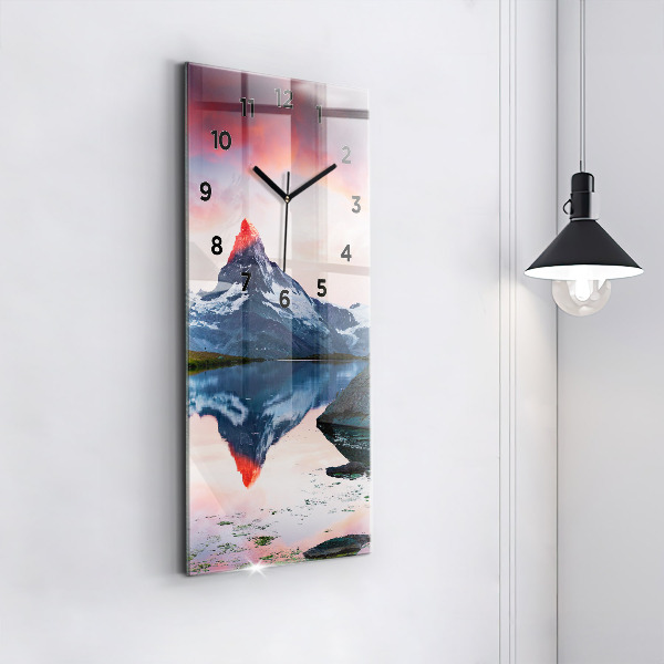 Vertical wall clock Stellisee Matterhorn lake