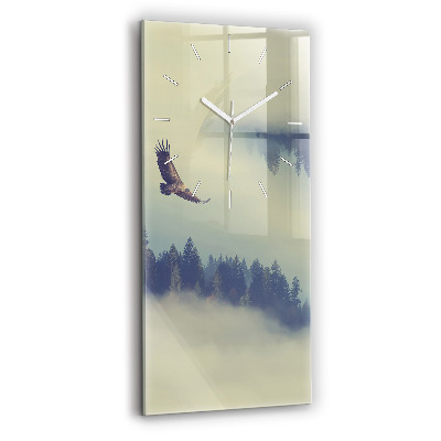 Vertical wall clock Misty forest eagle