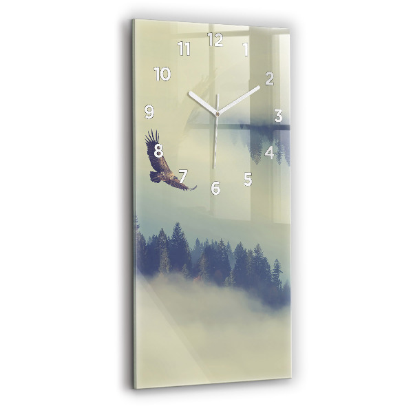 Vertical wall clock Misty forest eagle