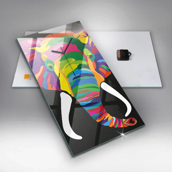 Vertical wall clock Colorful elephant