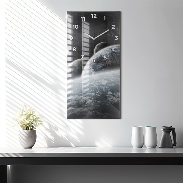 Vertical wall clock Space and planets