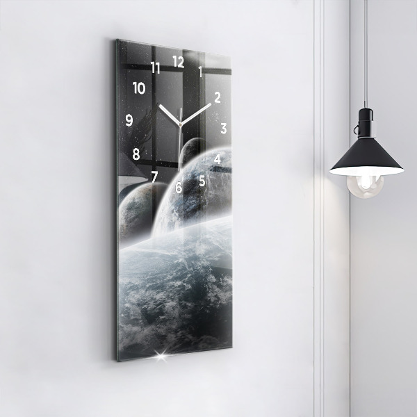Vertical wall clock Space and planets