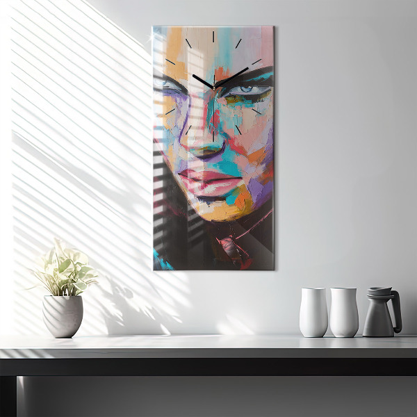 Vertical wall clock Portrait of a woman