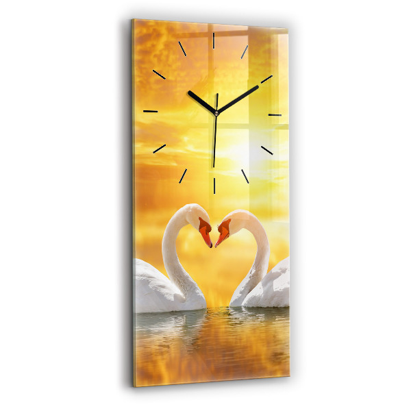 Vertical wall clock Swans in Love
