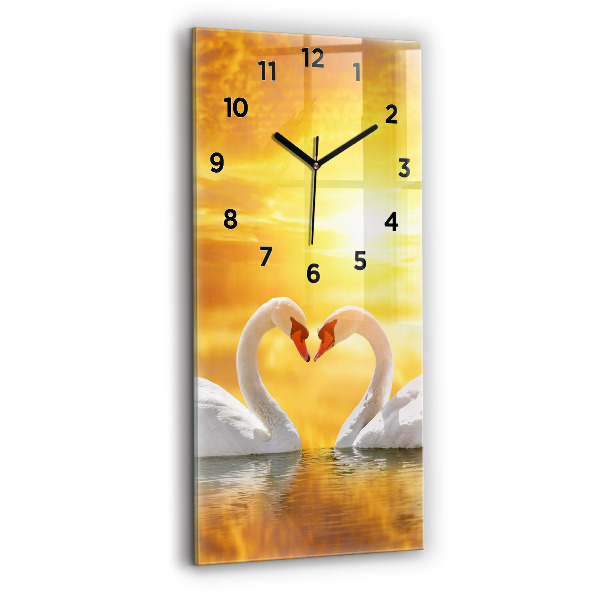 Vertical wall clock Swans in Love