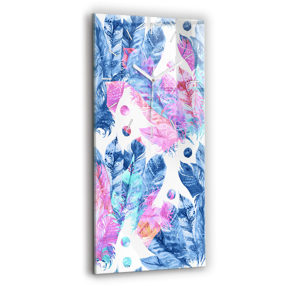 Vertical wall clock Colorful feathers