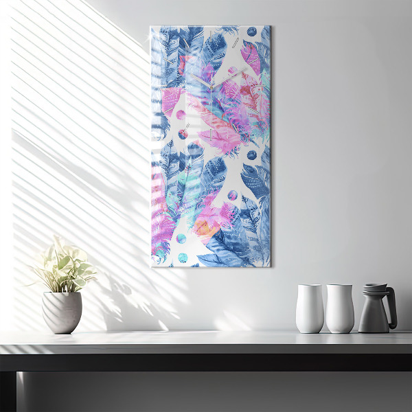 Vertical wall clock Colorful feathers