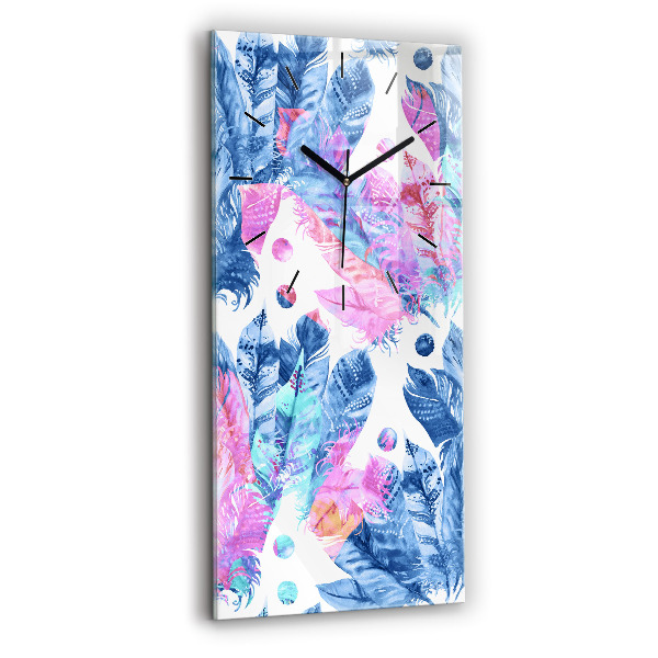 Vertical wall clock Colorful feathers
